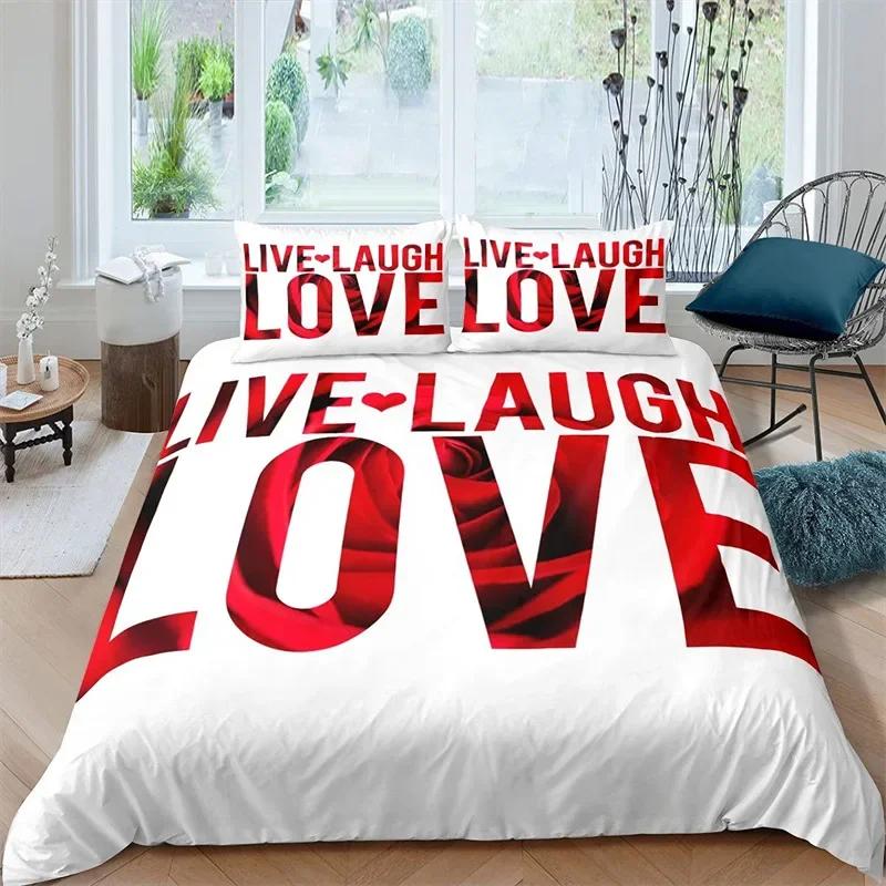 Comforter Love Heart Romantic Bedding Set Microfiber Valentine'S Day Full King For Boys Girls Adults Bedroom Decor