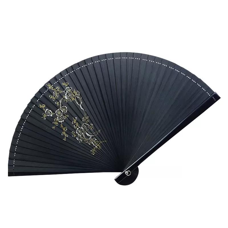 All-Bamboo Folding Fan, Chinese Style, Women's Traditional Style with Tassels, Small Size, Portable, Classical Hanfu Qipao Folding Fan