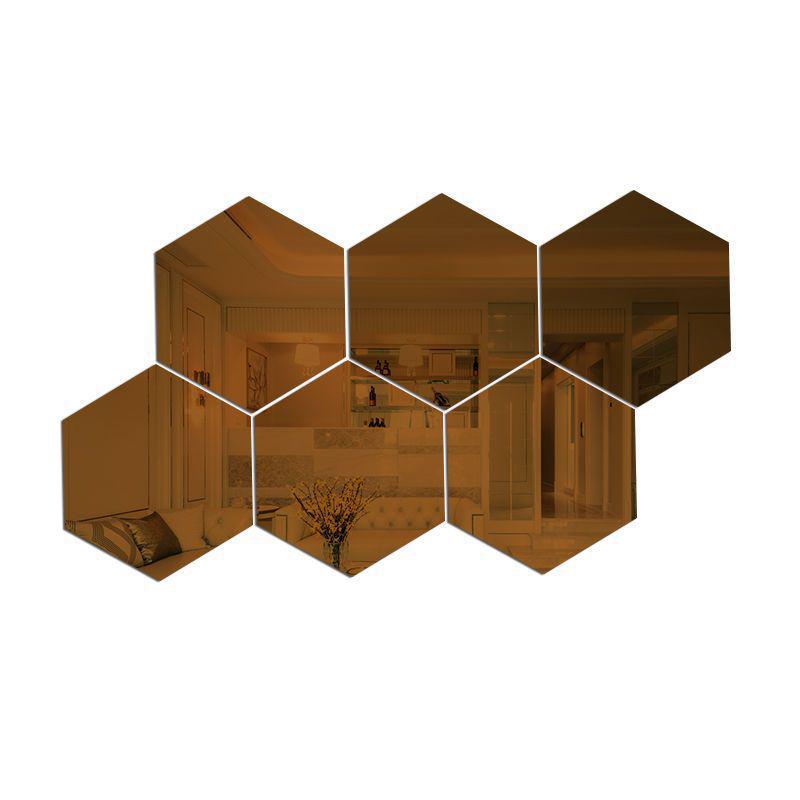 Adhesivo de Pared de Espejo Acrílico 3D Hexagonal - Decoración para Restaurante y Hogar