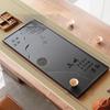 Black Gold Stone Tea Tray: Sleek Desktop Style with Built-in Drainage