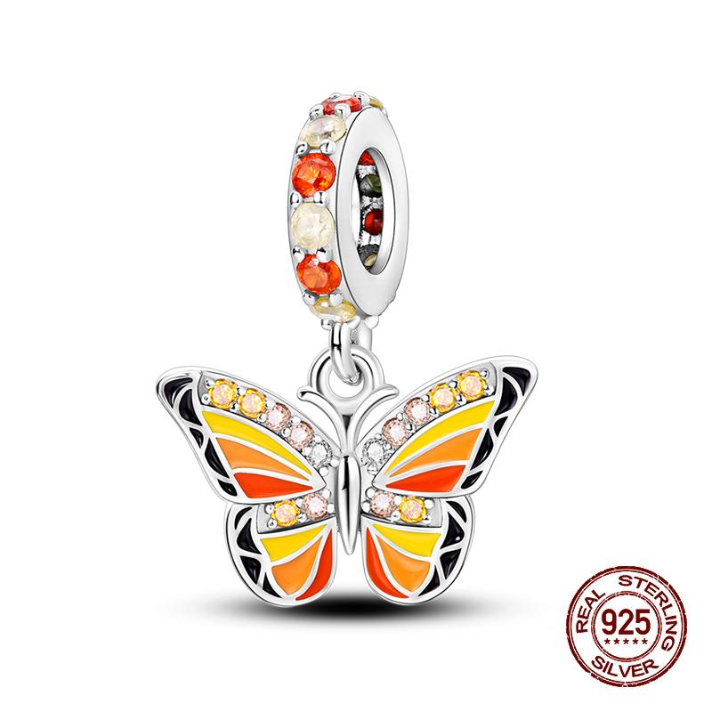 Compatible With 3MM Authentic Bracelets copper Colorful Dragonfly Flower Gem Butterfly Charm Bead Charms Bead Charms Fine Do It Yourself Jewellery Mak