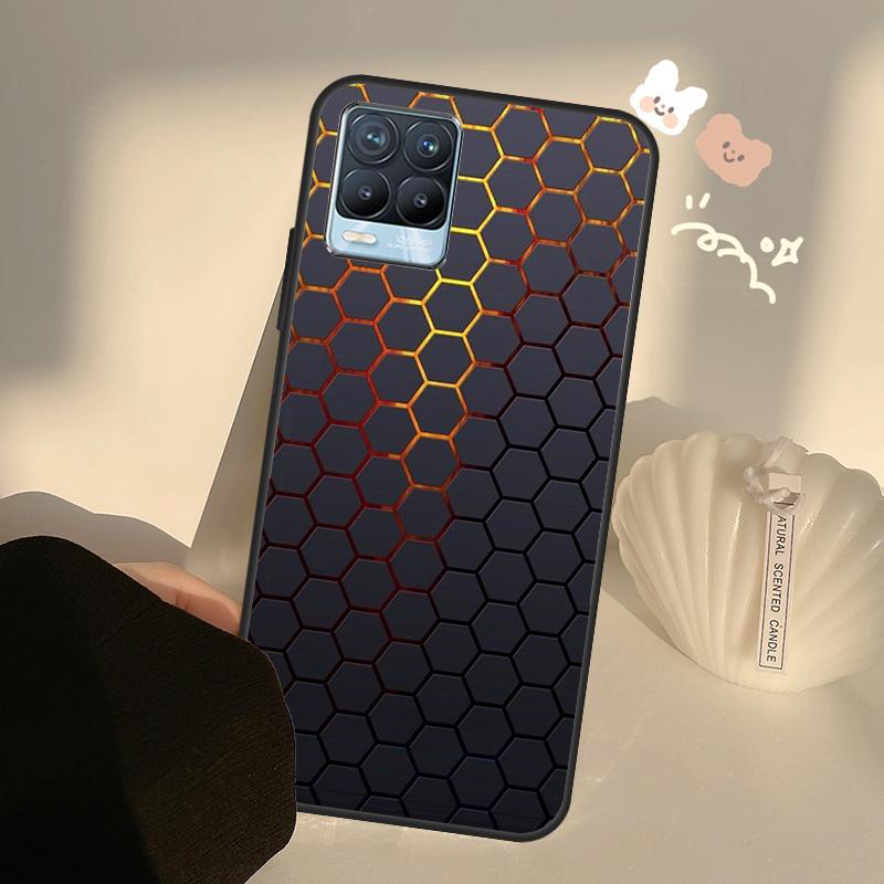 3D Hexagonal Lights Case For Realme C55 C63 C61 C51 C53 C25 C65 C67 C71 C75 11 12 13 14 Pro Plus GT6 GT7 15 Pro