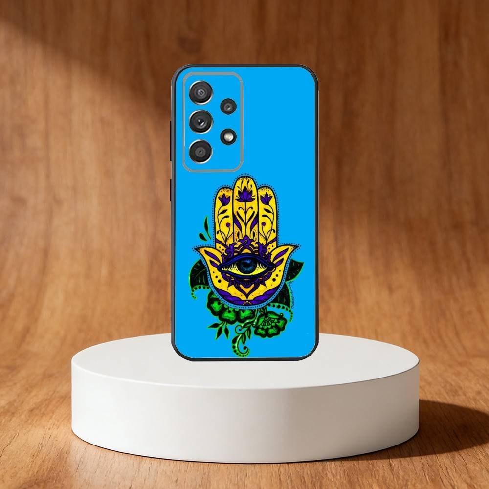 Hamsa Hand Of Fatima Art Phone Case For Samsung S25,S24,S21,S22,S23,S30,Ultra,S20,Plus,Fe,Note,10,9,5G Black Cover