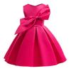 Vestito da Principessa a Manica Corta da Bambina, Colore Unico, con Fiocco, Vestito da Festa per Bambini
