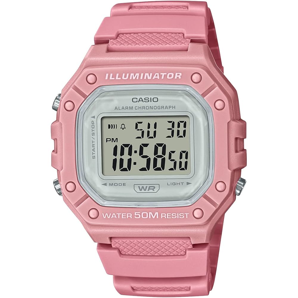 Casio Standard Digital Watch W-218HC-4AV Rose Pink Unisex Lightweight Waterproof Timepiece