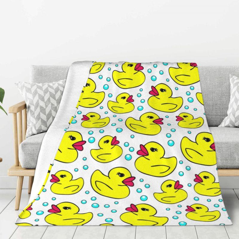 Custom Ultra-Soft Fleece Yellow Colorful Rubber Duck Pattern Throw Blanket Warm Flannel Blankets for Bed Home Couch Quilt