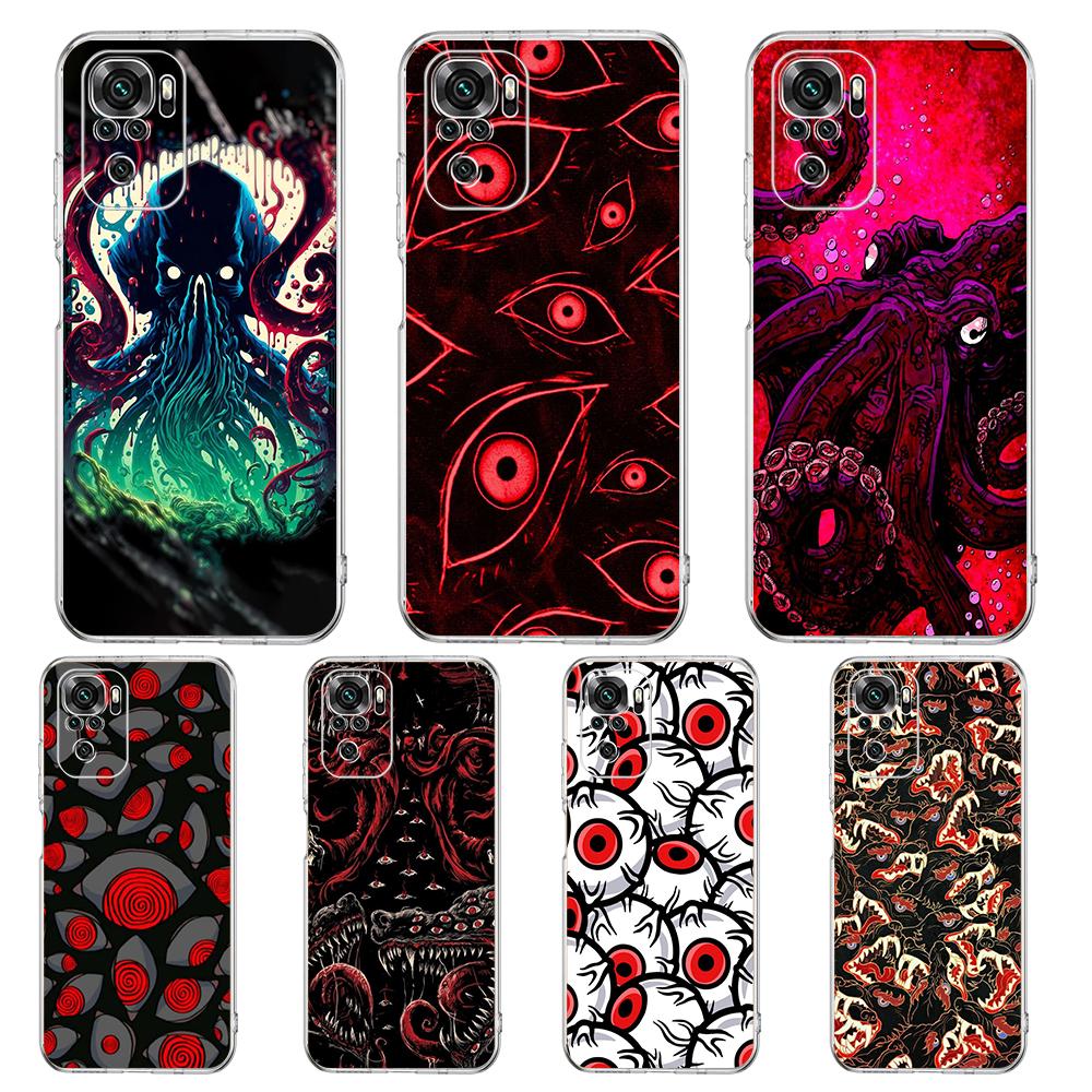Transparent Phone Case for Redmi 13C 12C 10C Note 13 12 11 11T K40 Gaming Plus Pro 4G 5G Soft TPU Cover Shell The Eye Of Cthulhu