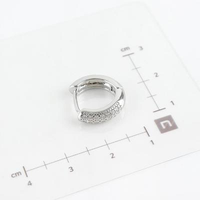 Women's Gold Thick One-Touch Cubic Silver Ring Earrings