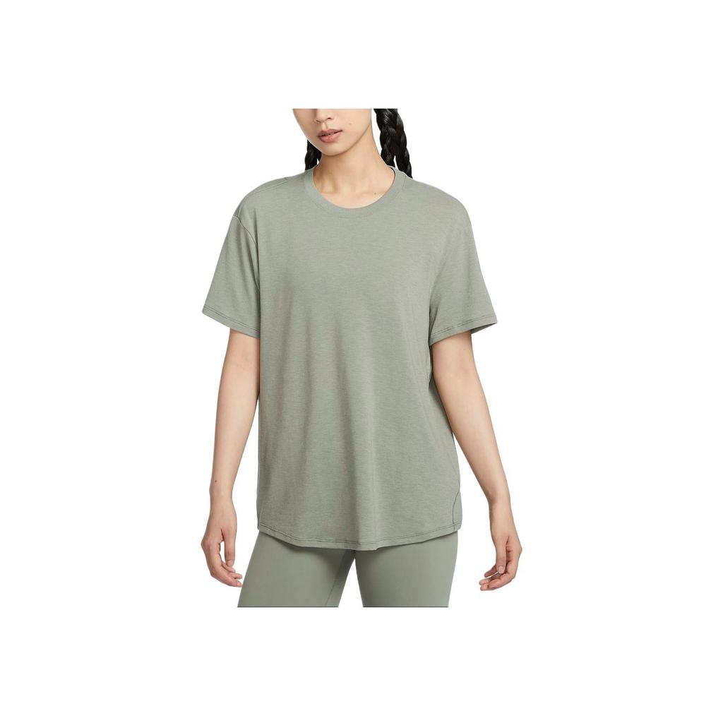 Nike One Relaxed Dri-FIT Casual Training Quick-Dry Knitted T-Shirt Women Tops Light-Army-Green Black FN2815320