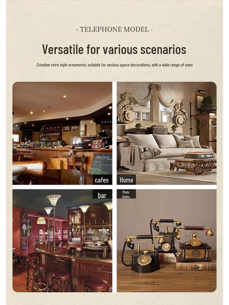 European Retro Resin Telephone Ornaments: Classic Wall and Desktop Decor for Cafes