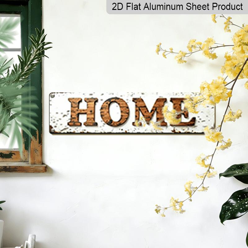 1pc 15.7×3.94inch Metal Sign Rustic "HOME" Metal Sign - Vintage Farmhouse Decor for Kitchen, Living Room or Entryway - Distressed White and Brown