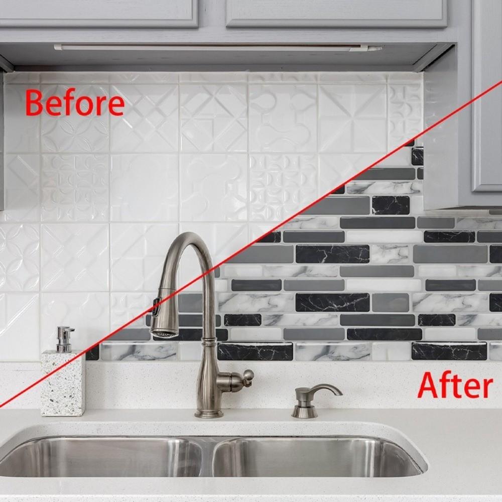 25PCS Marble Pattern Bathroom Tile Stickers Waterproof Wallpaper Modern Kitchen Stickers