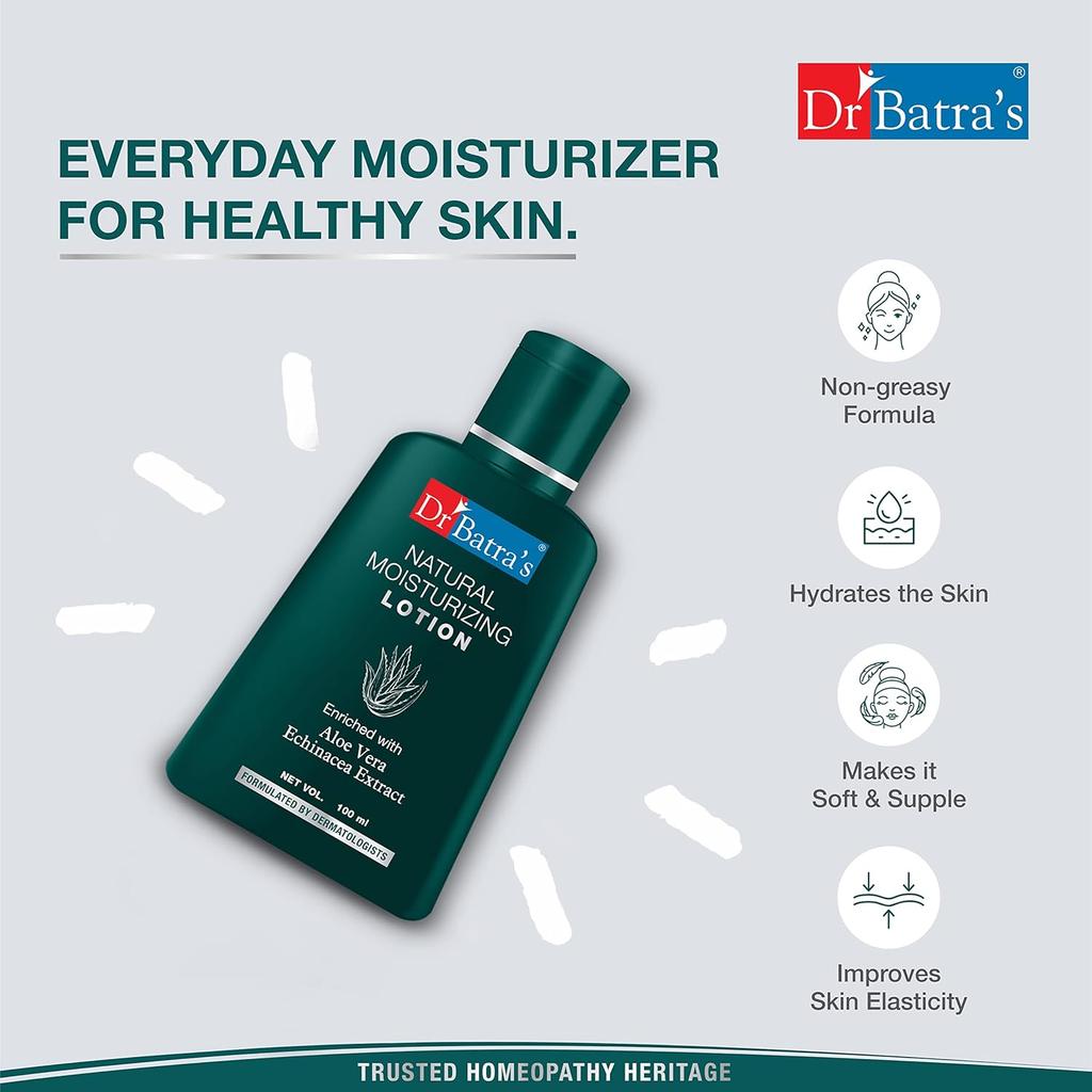 Dr Batra's Natural Moisturizing Lotion 100 Ml X Pack of 2 for Soft Supple Skin Hydration Daily Use
