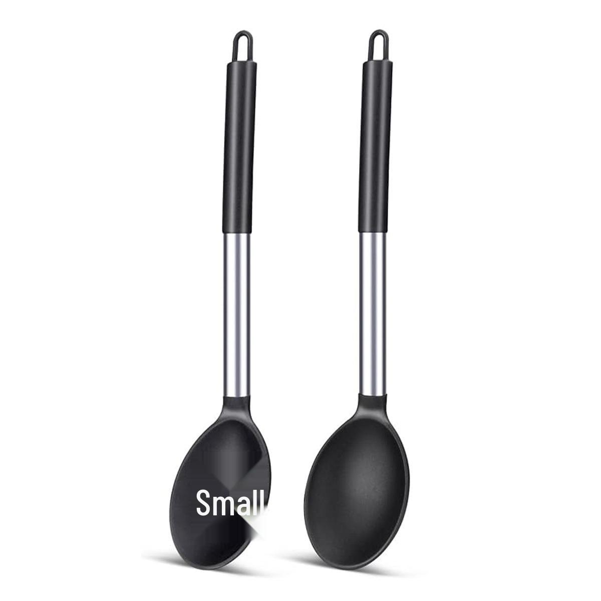 Heat-resistant Silicone Slotted Soup Stirring Spoon with Stainless Steel Handle - Kitchen Cookware Set