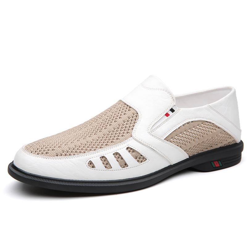 Fashion2024 Summer New Flat Shoes Hollow Breathable Men's Casual Shoes Soft Sole Durable Men's Loafers Versatile Business Shoes