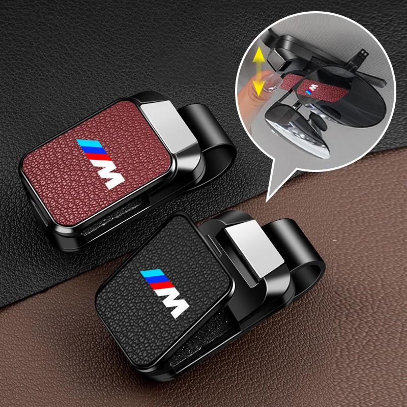 Goat Leather Car Sunglasses Holder Glasses Ticket Card For BMW M E46 E90 E60 F10 F11 F20 F30 F34 F01 G05 car sticker car sticker cyhk37