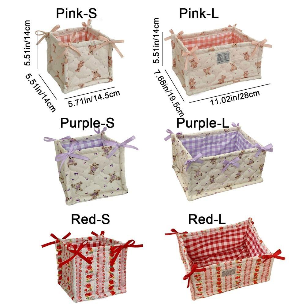 Ins Style Quilted Storage Basket Square Sundries Organizing Bag Cute Desktop Storage Basket  Snacks