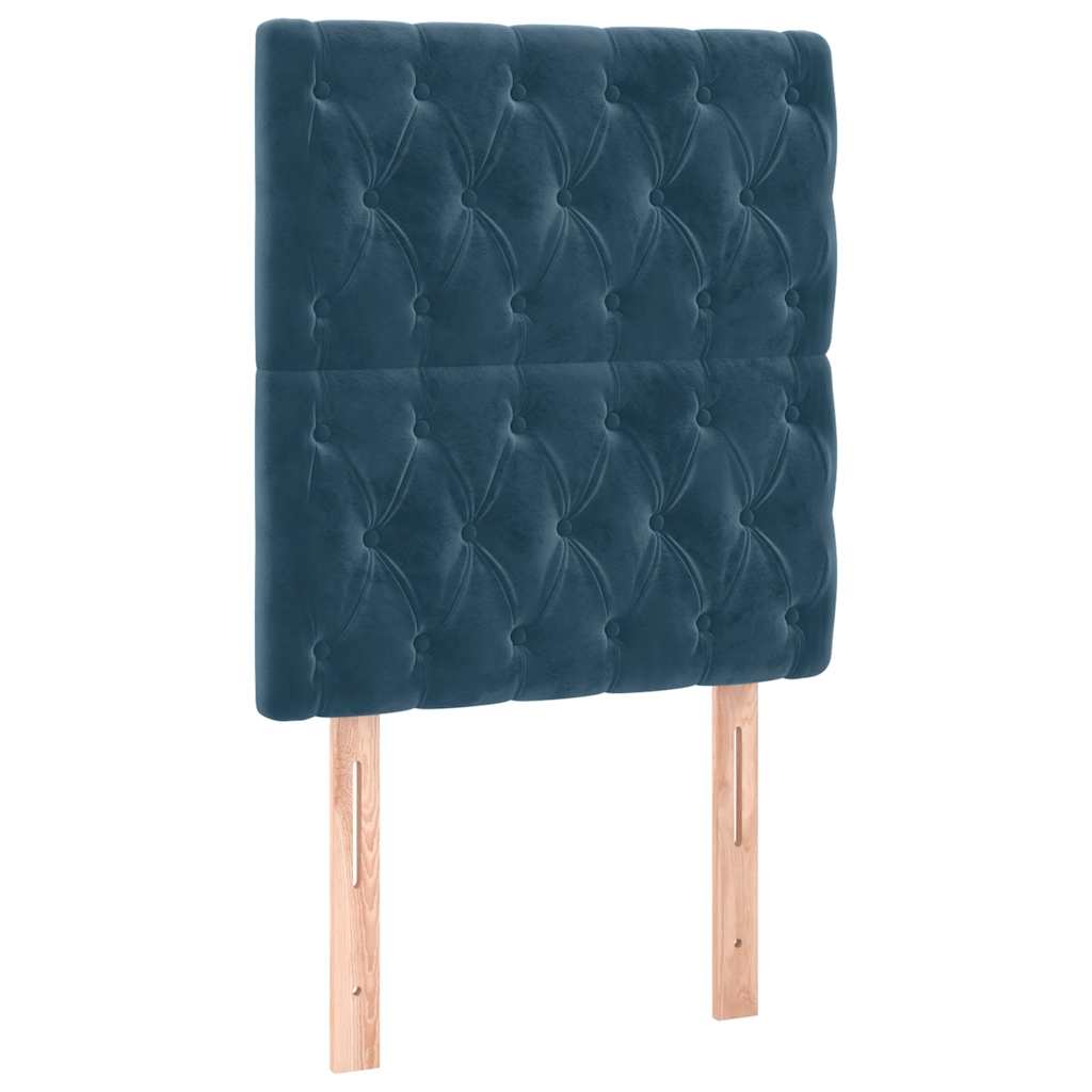 Vidaxl Letto Continentale, Materasso E LED, Velluto Blu 80X200 Cm