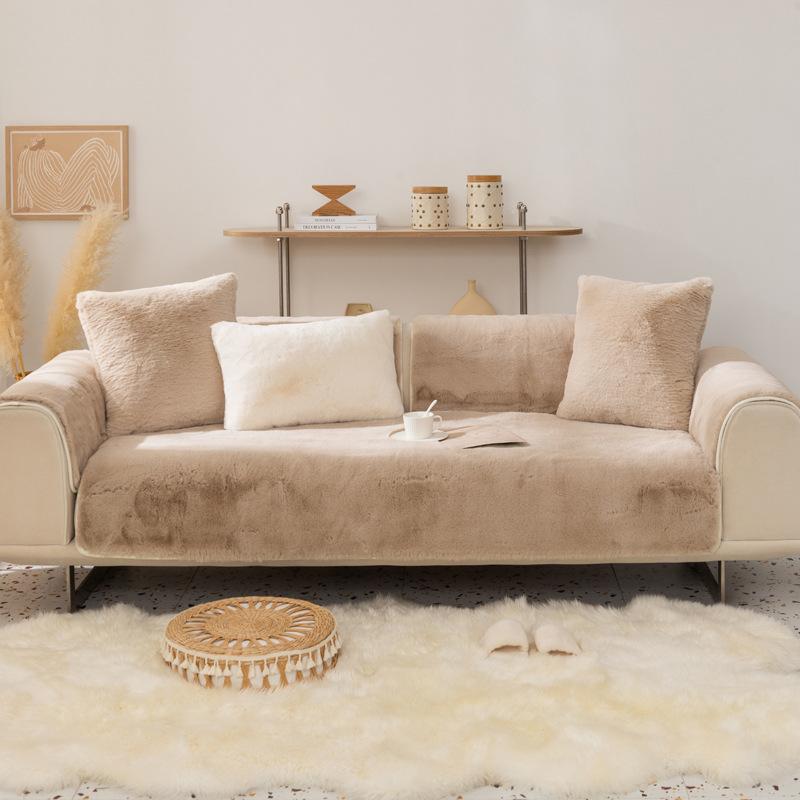 Non-Slip Sofa Cushion Four Seasons Universal Thickened Seat Cover Winter Anti-Rabbit Fur Simple Pouch