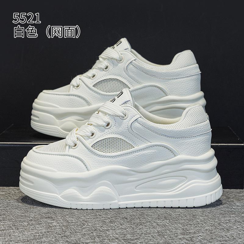 Board Shoes Summer New Small Muffin Thick Bottom Mesh Leather Hollow