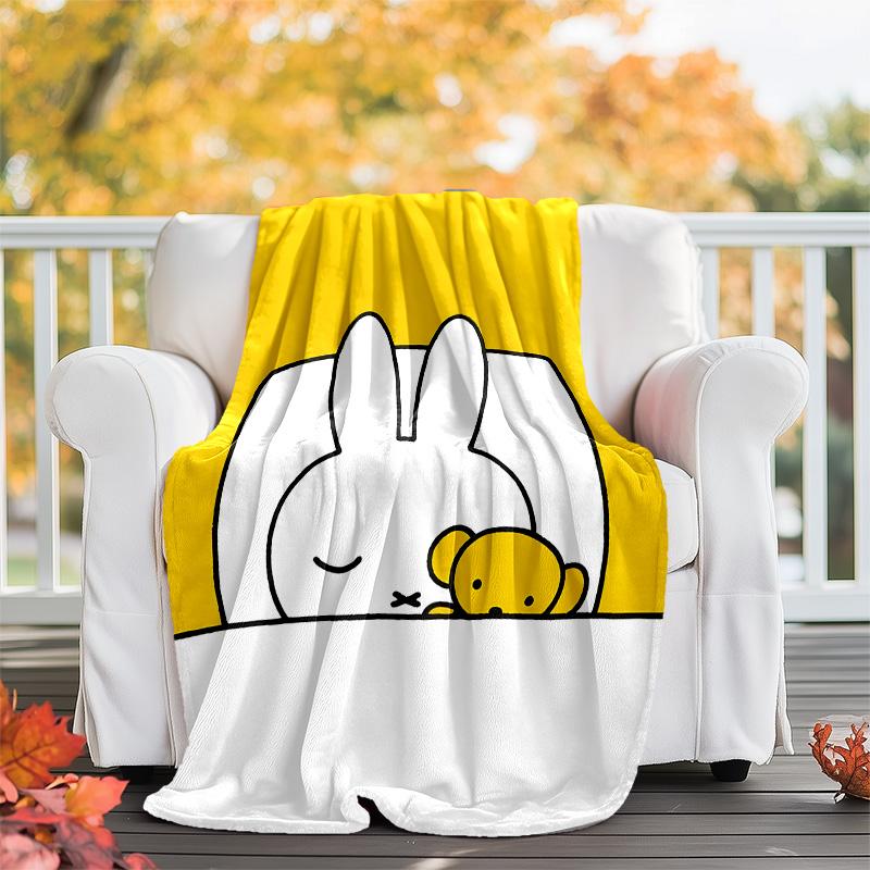 1pc Miffy4 Theme Blanket - Digital Print, Polyester, Cozy for All Seasons, Perfect for Outdoor, Camping, and Travel