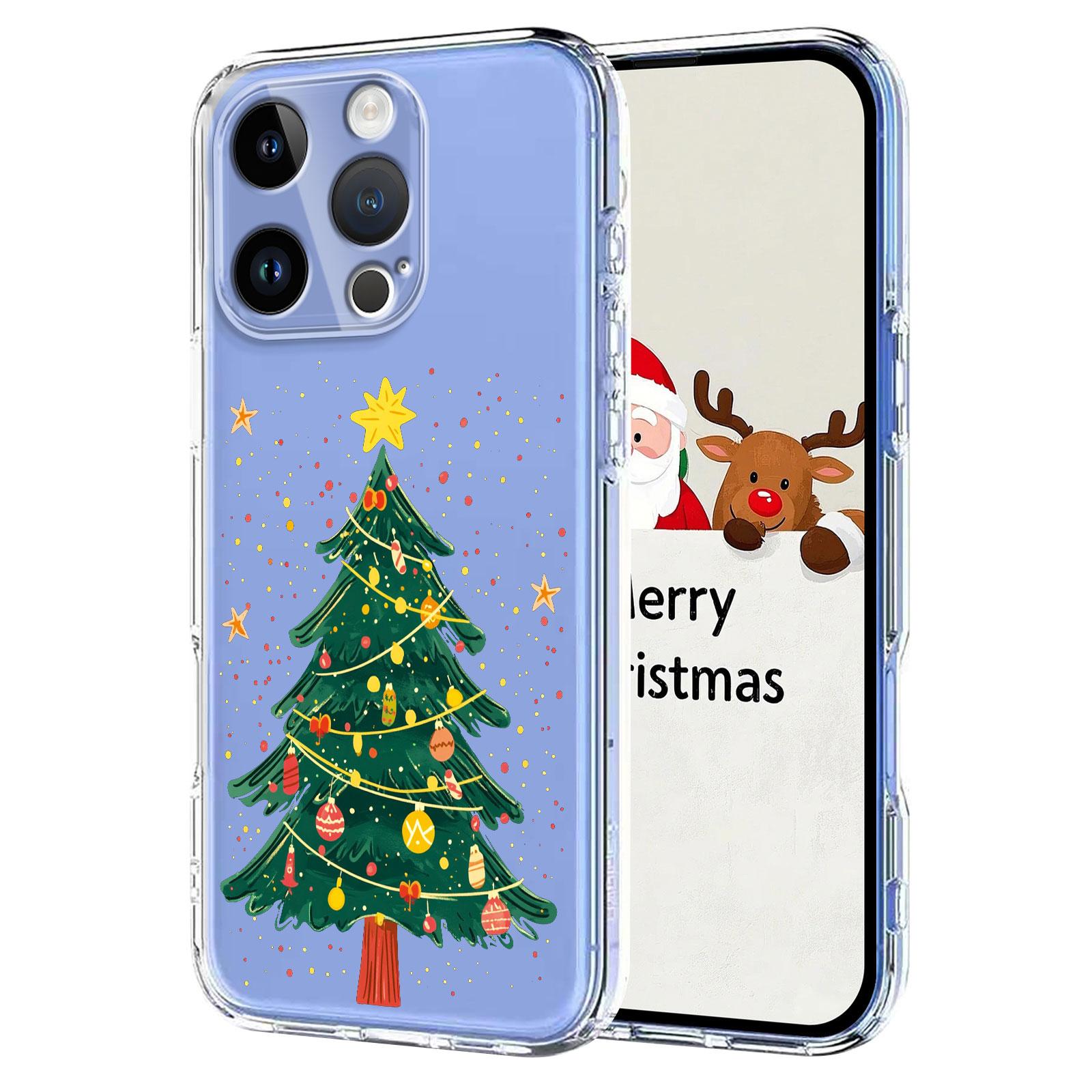 

For iPhone 16 Pro Case Christmas Themed Pattern Printing TPU Phone Back Cover Christmas Tree