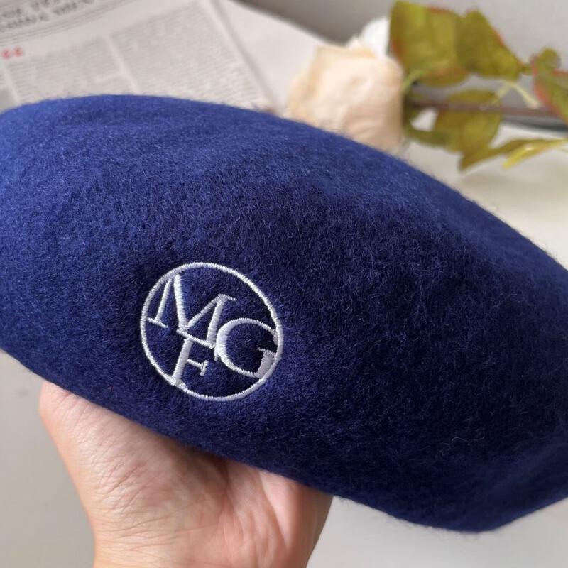 Винтажная шапка художника Вышитый шерстяной берет M