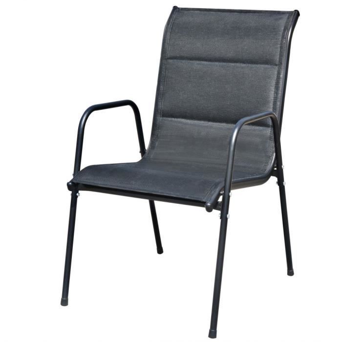 Mobilier d'extérieur - vidaXL - Ensemble 9 pcs - Acier Noir - 6 personnes - Style Contemporain