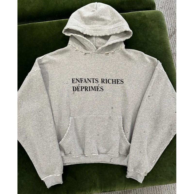 Unisex Oversized Hoodie With Distressed Washed Cotton Print Streetwear Youth Fall