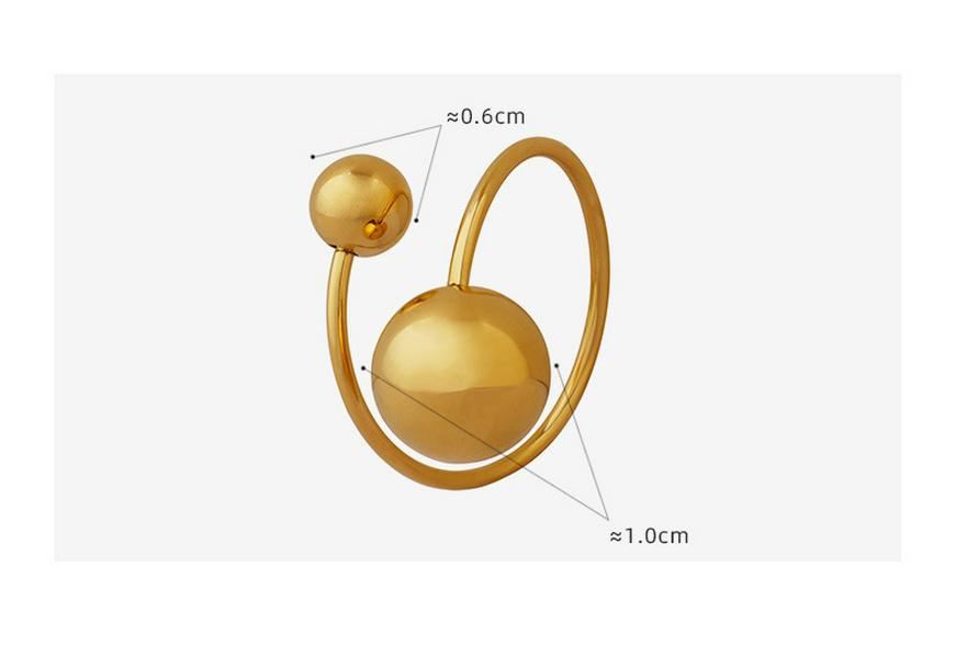 18k Gold-Plated Titanium Steel Women's Ring - A101 Exquisite French-Style Adjustable Bead Design