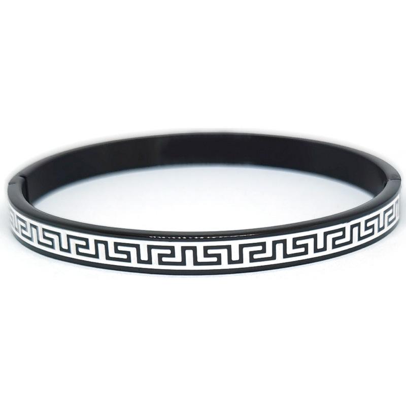 Korean Style Stainless Steel Bracelet - Black, Four Colors, Epoxy Finish, Stacking Design