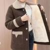 Imitationslammfleece-Steppjacke Damen Plus Fleece Verdickte Jacke Winter Granularfleece-Steppjacke Zum Warmhalten