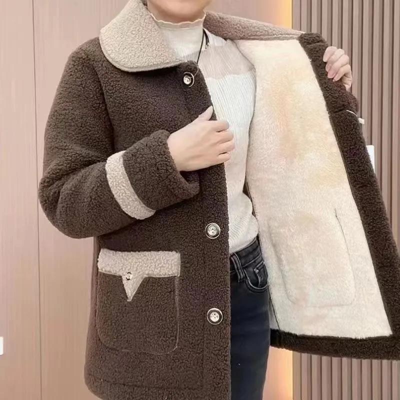 Imitation Lamb Fleece Padded Jacket Women's Plus Fleece Thickened Jacket Winter Granular Fleece Padded Jacket To Keep Warm