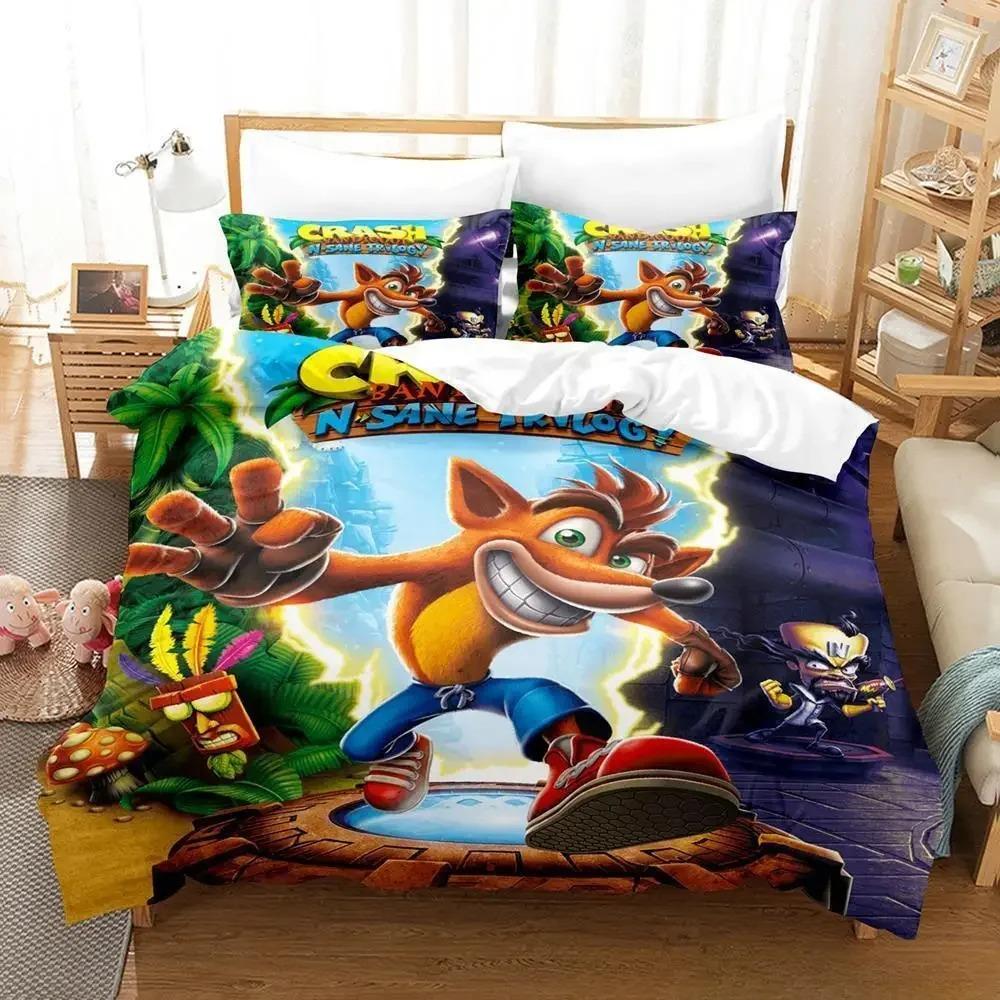 Crash Bandicoot Bed Cover Collection Single Size Single Size Full Queen Size King Size Size Bed Collection Adult Kid Bedroom Duvetcover Sets 3D
