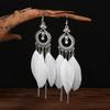 Trendy Ethnic Retro Multicolor Feather Beaded Circle Dangle Earrings