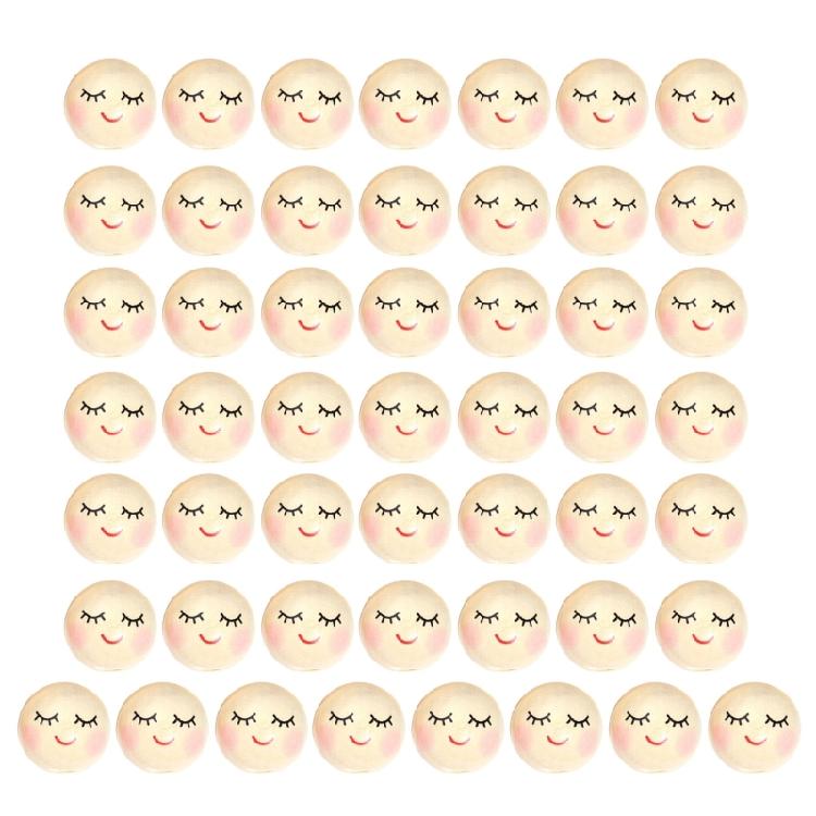 50Pcs Loose Round Wood Beads Face Jewelry DIY Children Beading Smile Beads