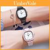 Student Fashion Square Heart Quartz Watch For High School Exams With Leather Strap