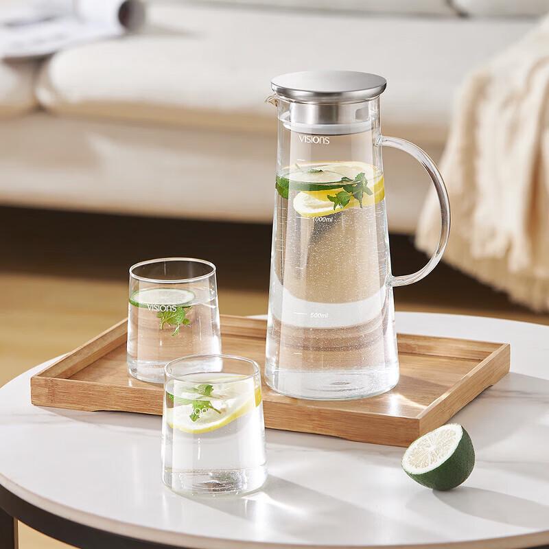 High Borosilicate Glass Cold Water Pitcher & 2-Cup Set