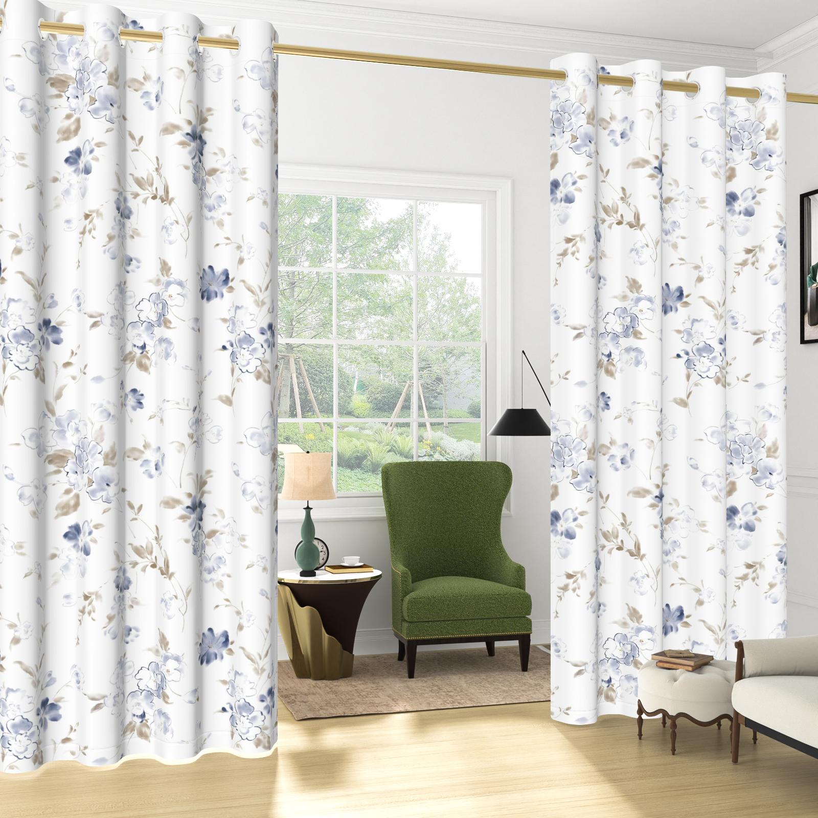 

Set Of 2 Bohemian Plant Leaves Curtain Natural Flowers Farmhouse Curtains Living Room Bedroom Kitchen Decor Window Darkening For Great Made Polyester W100*H130(CM)-Grommet top&2PCS