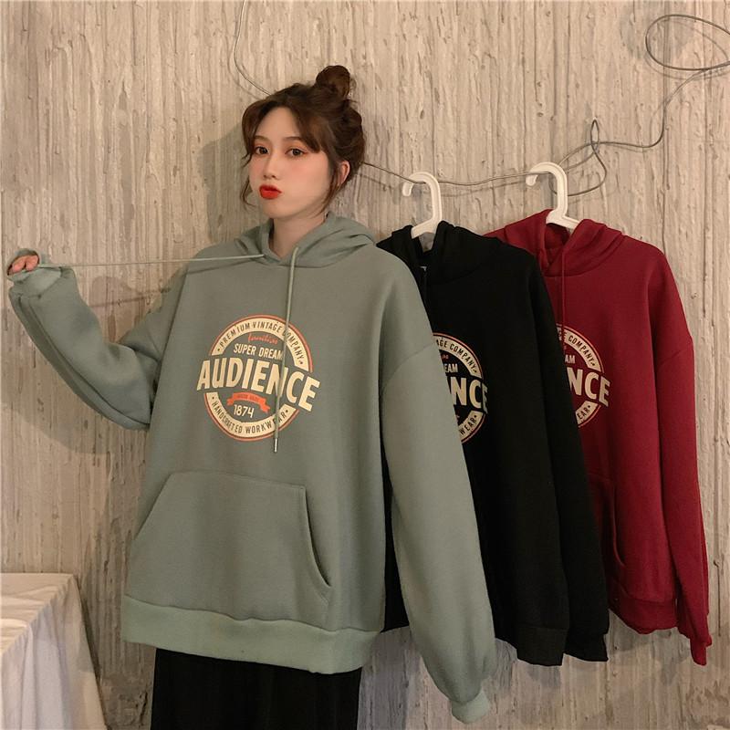 Padded and Thickened Loose Hooded Sweater Women's Autumn and Winter Jacket Ancient Long-sleeved Bottoming Shirt Tops