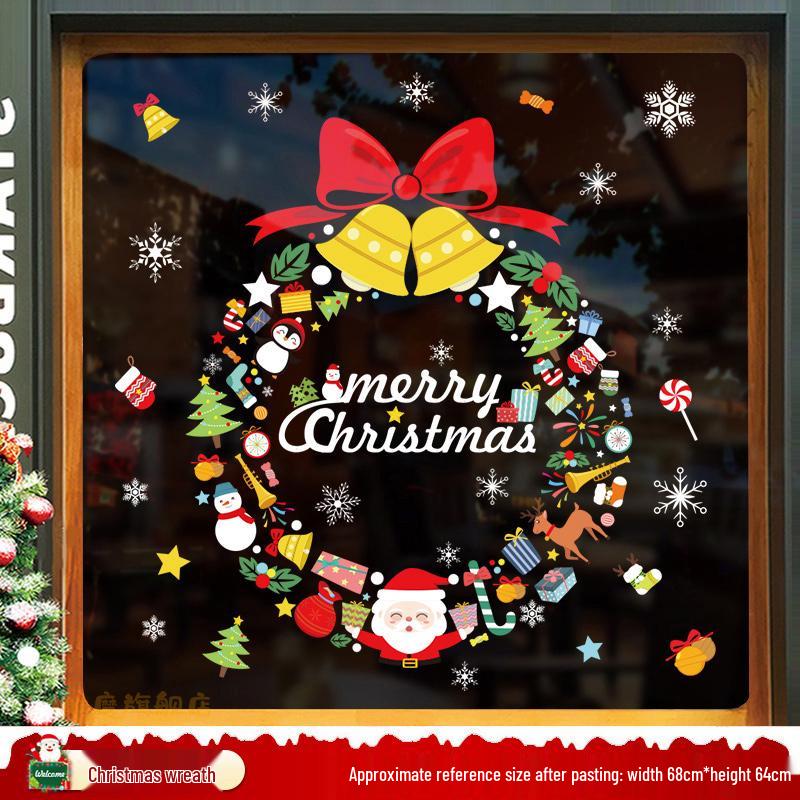 Santa Claus and Tree Window Cling Decorations for Christmas