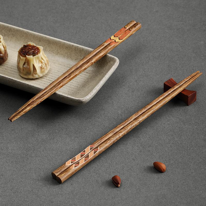 Solid Wood Chopsticks Set Bohemian Style Ironwood Chopsticks Non-Slip Japanese Pointed Sushi Chopsticks Tableware Accessories