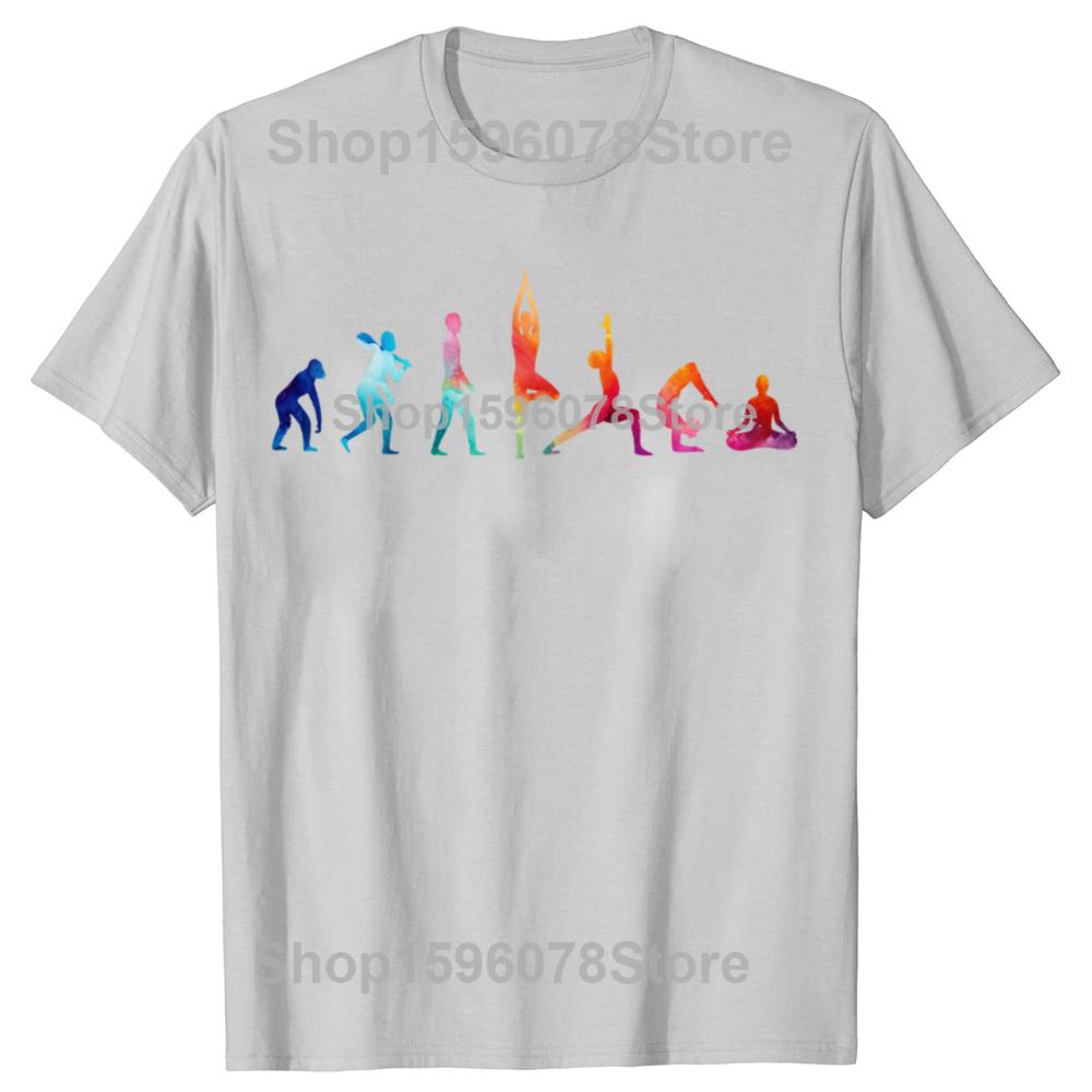 Funny Evolution of Yoga Graphic T Shirts Men Women Pure Cotton Humor Streetwear Tee Shirt Short Sleeve Unisex Loose Clothing