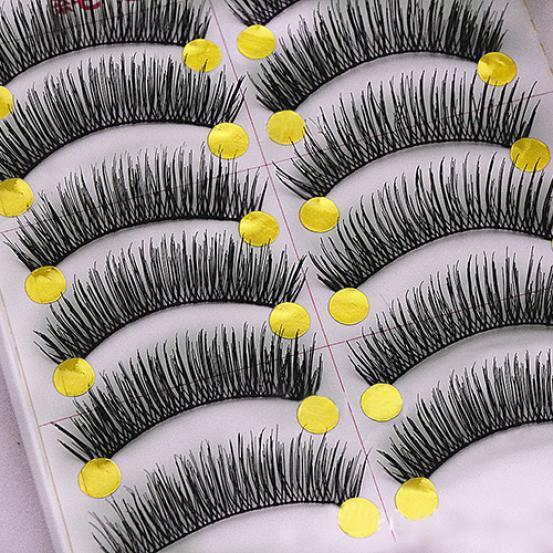 10 Par Handgjorda Långa Tjocka Korsande Lösögonfransar Smink Ögonfransar Förlängning