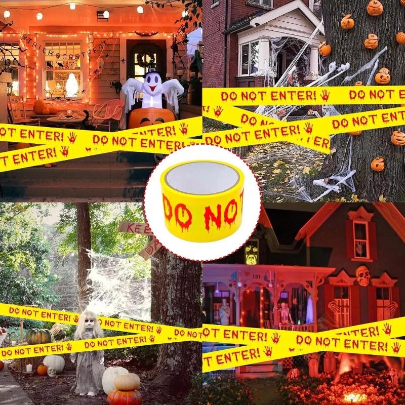 Halloween Isolation Caution Tape with Skull Design Perfect for Scene Decoration Party Props Thematic Supplies Spooky Events