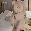Women's Sheer Mesh Butterfly Bra Cup Deep V Cami Sleep Dress with Robe Lounge Set