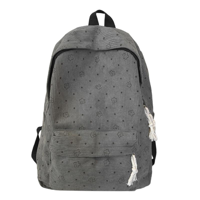 Women's Corduroy Student Schoolbag Printed Backpack