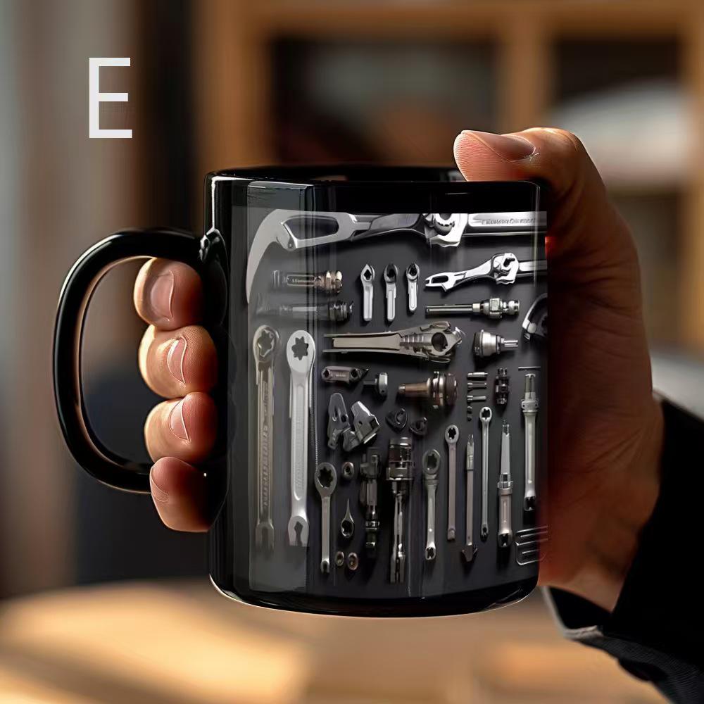 Black Ceramic Toolbox Mug - Customizable Mechanic Coffee Cup