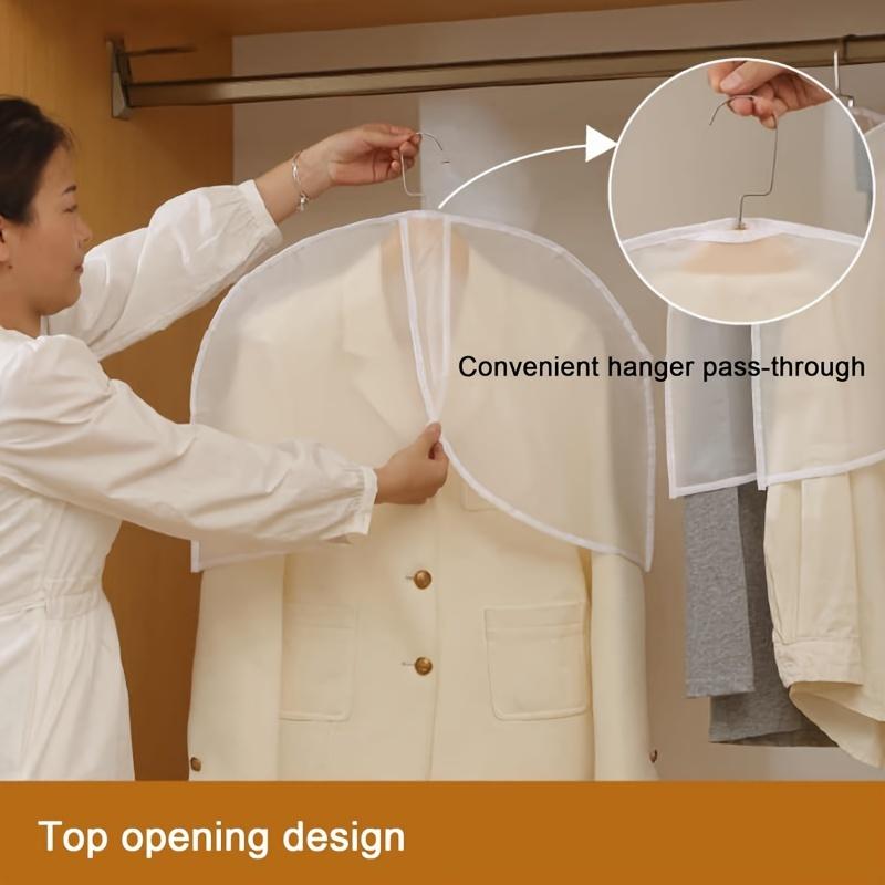 10 Stück Kleidersäcke, Durchscheinende Atmungsaktive Anzugstaubschutzhüllen, Schulterschutz für Kleidung, Mäntel, Jacken, mit Schrankaufbewahrung