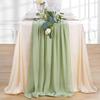 4PCS Sage Green Chiffon Wedding Table Runner,Chair Sashes Gauze Sheer Vintage Dining Birthday Party FestivalCake Table Decor